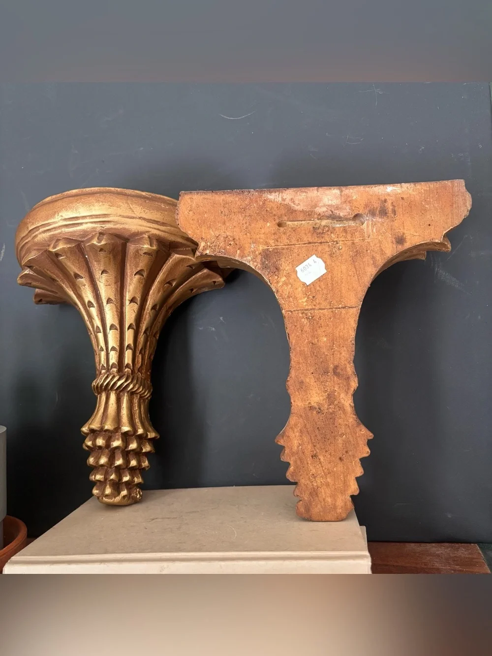 Vintage Gold Wall Shelves, Hollywood Regency Plaster